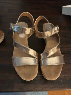 Style & Co. Metallic Rose Sandal Wedge Strappy Sandals